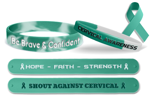 TSYMINQC 50pcs Teal Awareness Silicone Bracelets - Cervical Ovarian Cancer Ribbon Wristbands